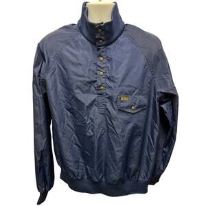 Vintage Eddie Bauer Jacket Pullover Large Mens Blue Nylon 1/2 Button 80s Rare